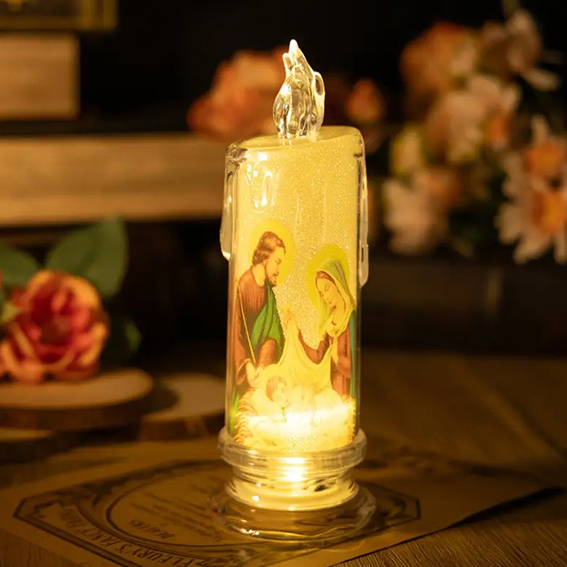 Desk Setup Lamp - Świeczka LED Jezus Dziewica Chrystus Romantyczna