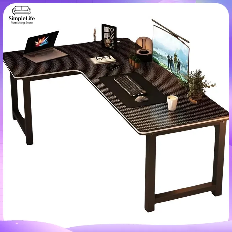 Desk Setup For Studying - Narożne biurko gamingowe z półką do